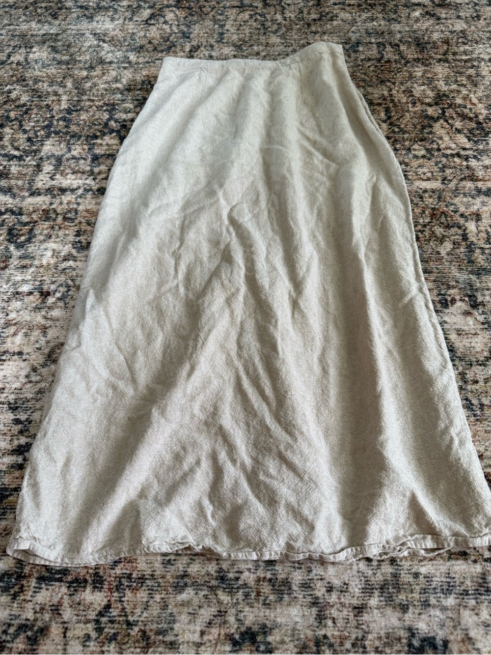 Old Navy Neutral Light Beige Linen-Blend Midi Skirt
